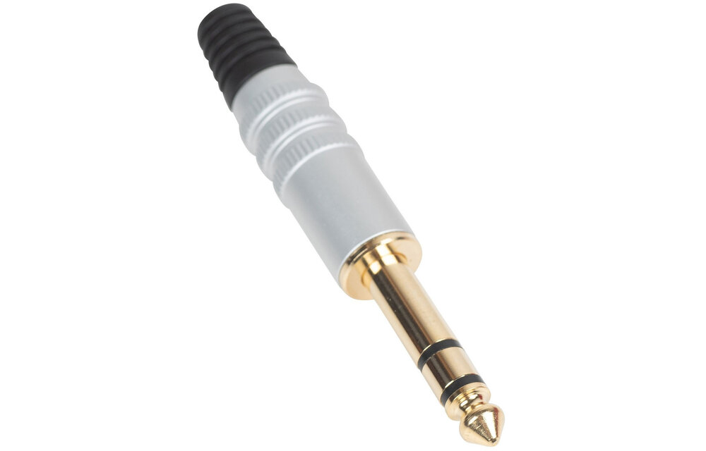 6.35 mm TRS Stereo Plug Aluminum Silver Housing Gold Plated