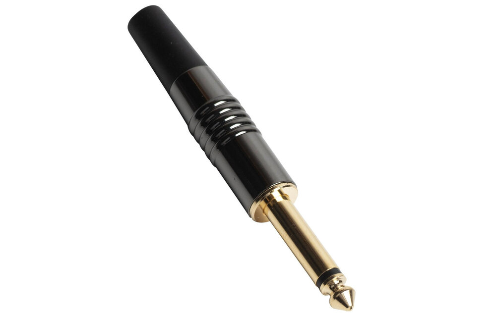 6.35 mm TS Mono Plug with Nickel Tin Gun Metal Color Housing Gold Plated