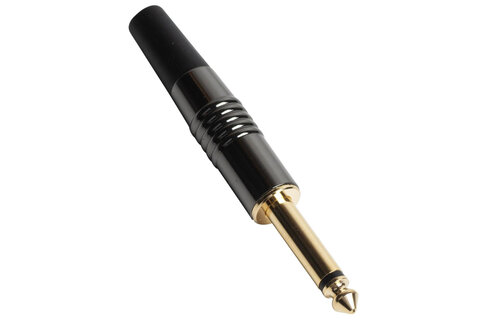 6.35 mm TS Mono Plug with Nickel Tin Gun Metal Color Housing Gold Plated
