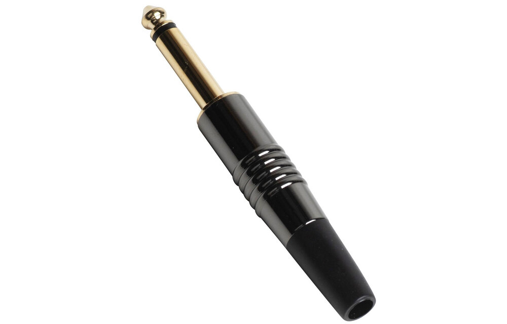 6.35 mm TS Mono Plug with Nickel Tin Gun Metal Color Housing Gold Plated