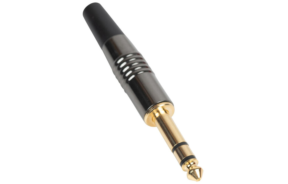 6.35 mm TRS Stereo Plug with Nickel Tin Gun Metal Color Housing Gold Plated