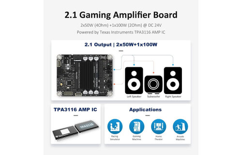 AA-KA32481 TPA3116 2 x 50 W + 1 x 100 W 2.1 Gaming Amplifier Board