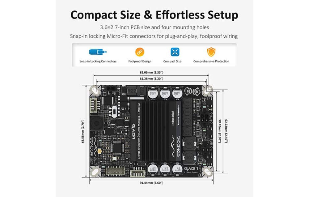 AA-KA32481 TPA3116 2 x 50 W + 1 x 100 W 2.1 Gaming Amplifier Board