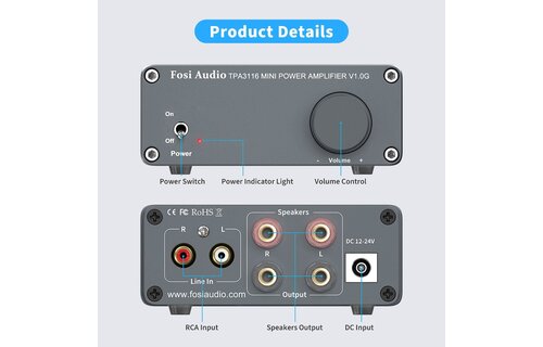 V1.0G Stereo Amplifier TPA3116D2 Grey