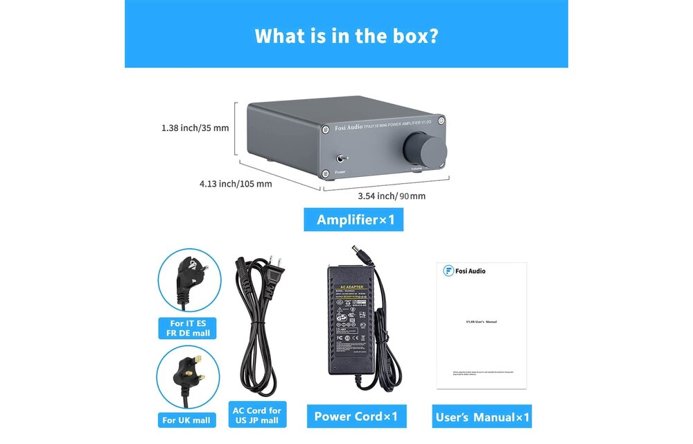 V1.0G Stereo Amplifier TPA3116D2 Grey