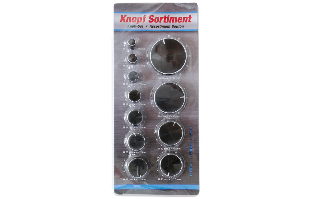 11-Piece Knob set Black 6 mm shaft