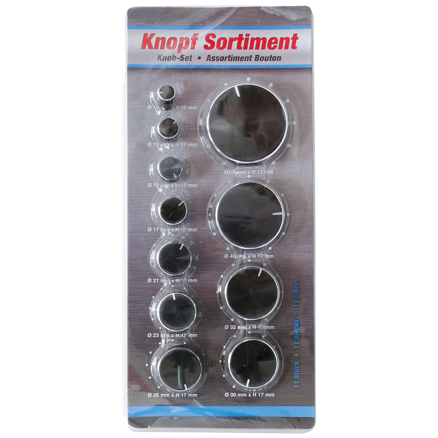 11-Piece Knob set Black 6 mm shaft