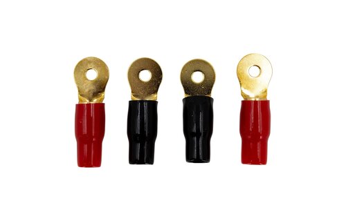Gold Ring Crimp Terminal 4 AWG 2 Pair