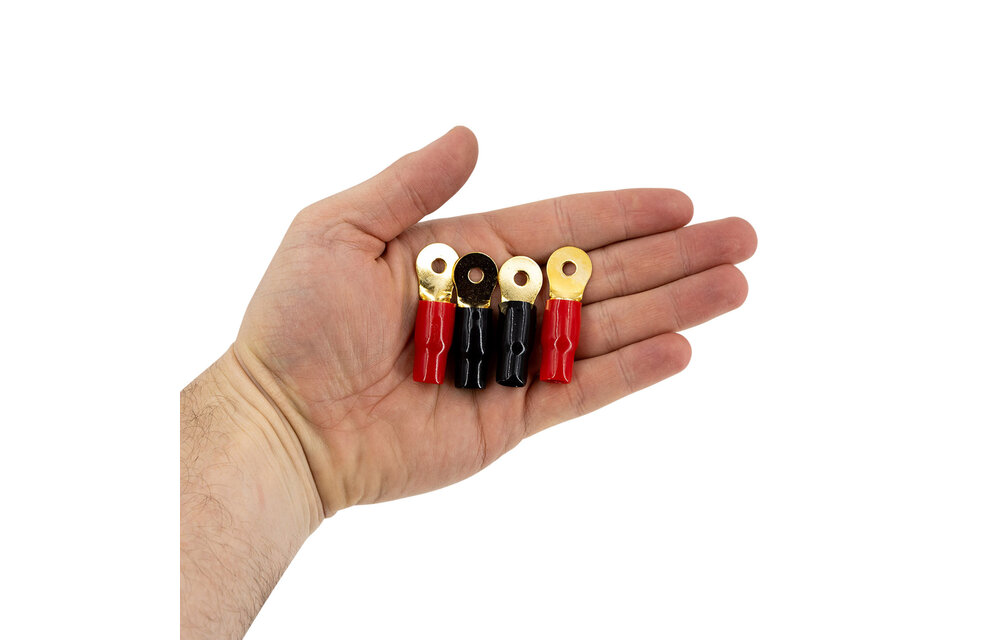 Gold Ring Crimp Terminal 4 AWG 2 Pair