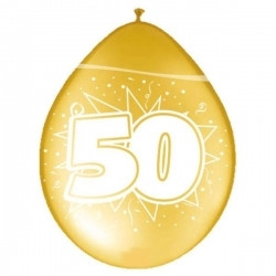 Verjaardag Ballonnen 50 Jaar 30cm - Metallic goud - 8 stuks