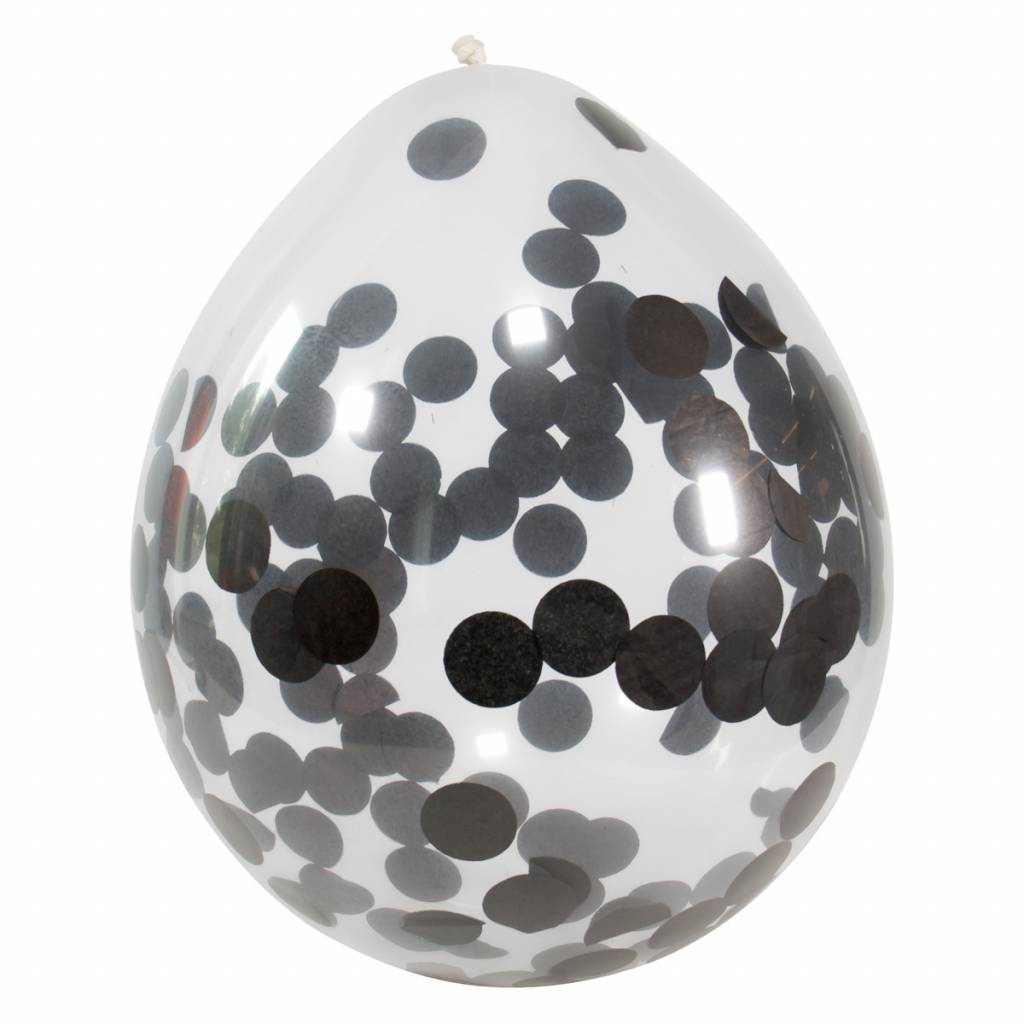 Confetti Ballonnen Zwart 30cm - 4 stuks
