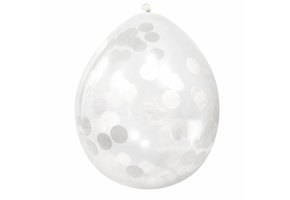 Confetti Ballonnen Wit 30cm - 4 stuks