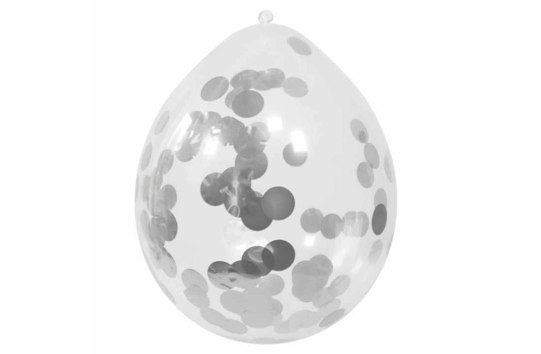 Confetti Ballonnen Zilver 30cm - 4 stuks