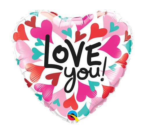 Love You Hearts Hartjes ballon - per stuk