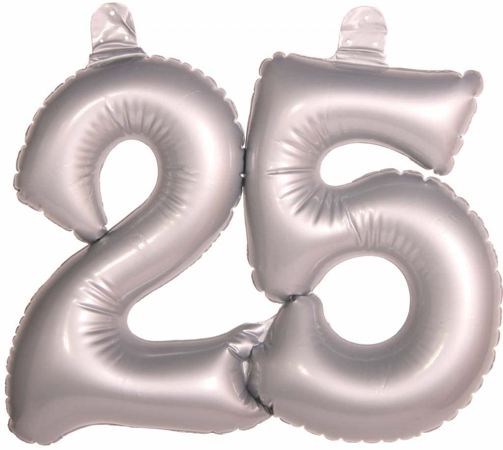 Opblaascijfer 25 Zilver - per stuk