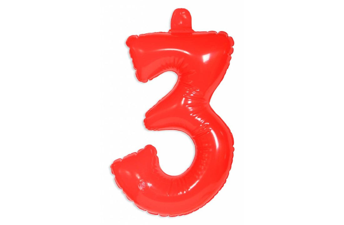 Opblaascijfer 3 Rood - per stuk