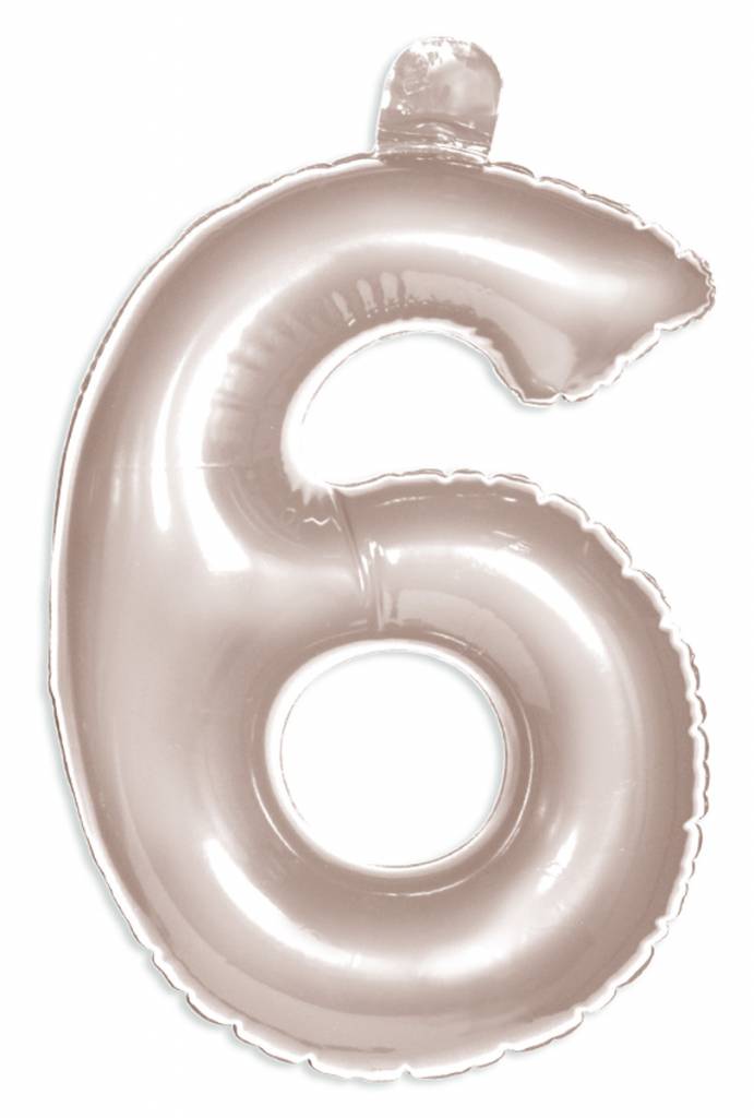 Opblaascijfer 6 Zilver - 36cm
