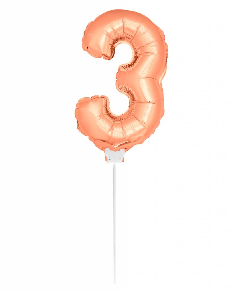 Cijfer Ballon Rosé Goud 3 - 36cm