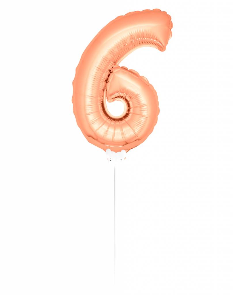 Cijfer Ballon Rosé Goud 6 - 36cm