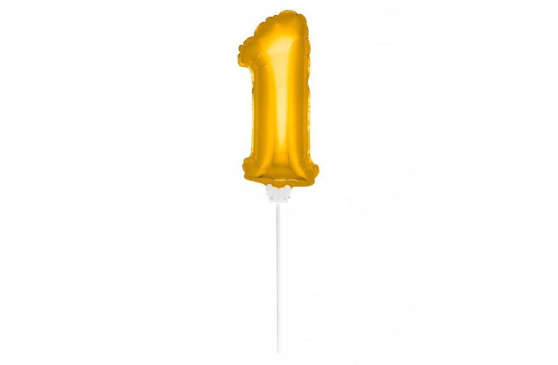 Cijfer Ballon Goud 1 - 36cm