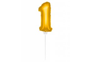 Cijfer Ballon Goud 1 - 36cm