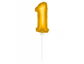 Cijfer Ballon Goud 1 - 36cm