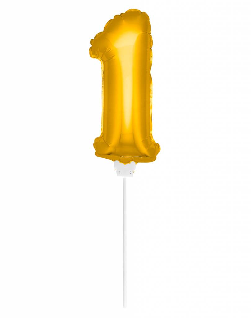 Cijfer Ballon Goud 1 - 36cm