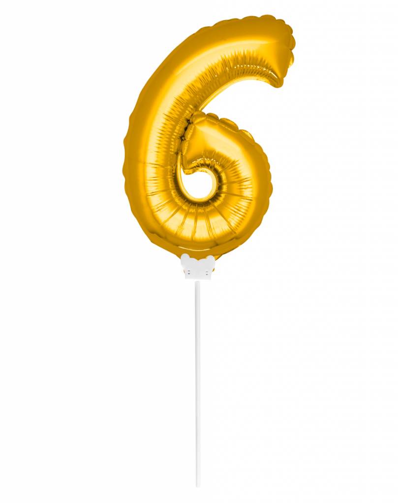 Cijfer Ballon Goud 6 - 36cm