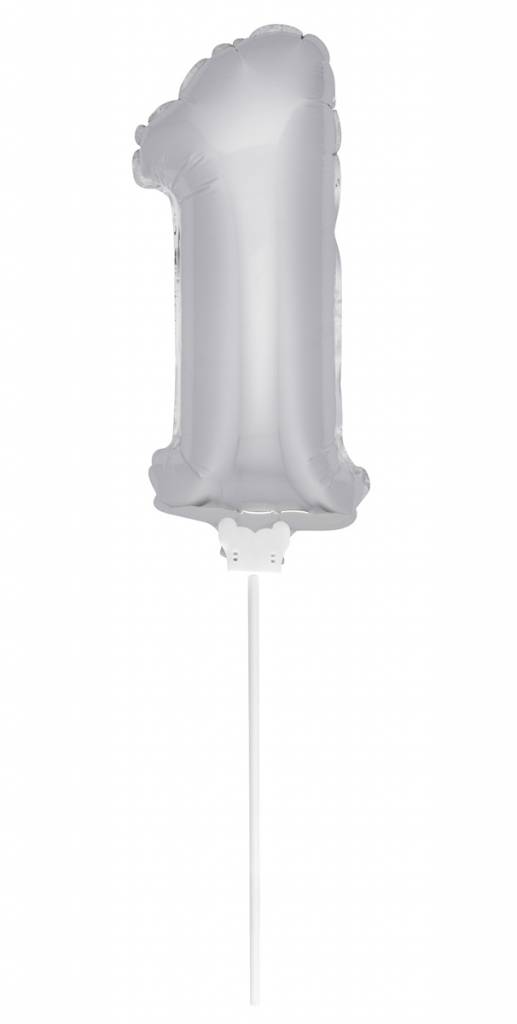 Cijfer Ballon Zilver 1 - 36cm