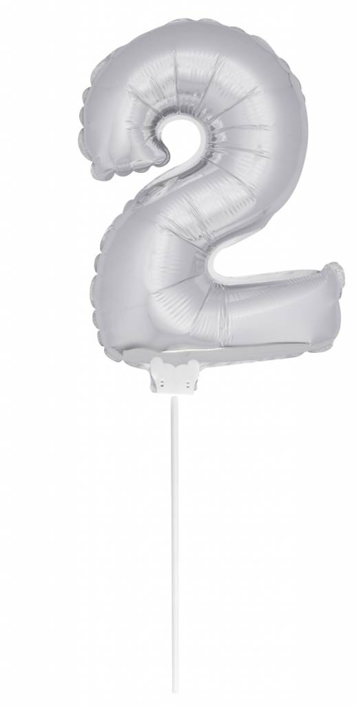 Cijfer Ballon Zilver 2 - 36cm