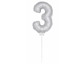 Cijfer Ballon Zilver 3 - 36cm