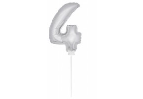 Cijfer Ballon Zilver 4 - 36cm