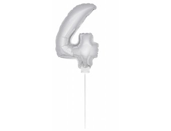 Cijfer Ballon Zilver 4 - 36cm