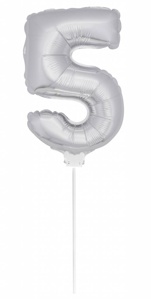 Cijfer Ballon Zilver 5 - 36cm