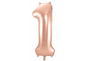 Cijfer Ballon Rosé Goud 1 - 86cm