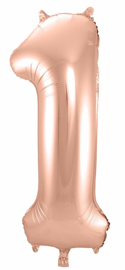 Cijfer Ballon Rosé Goud 1 - 86cm