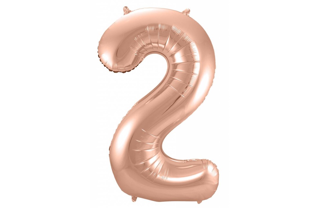 Cijfer Ballon Rosé Goud 2 - 86cm