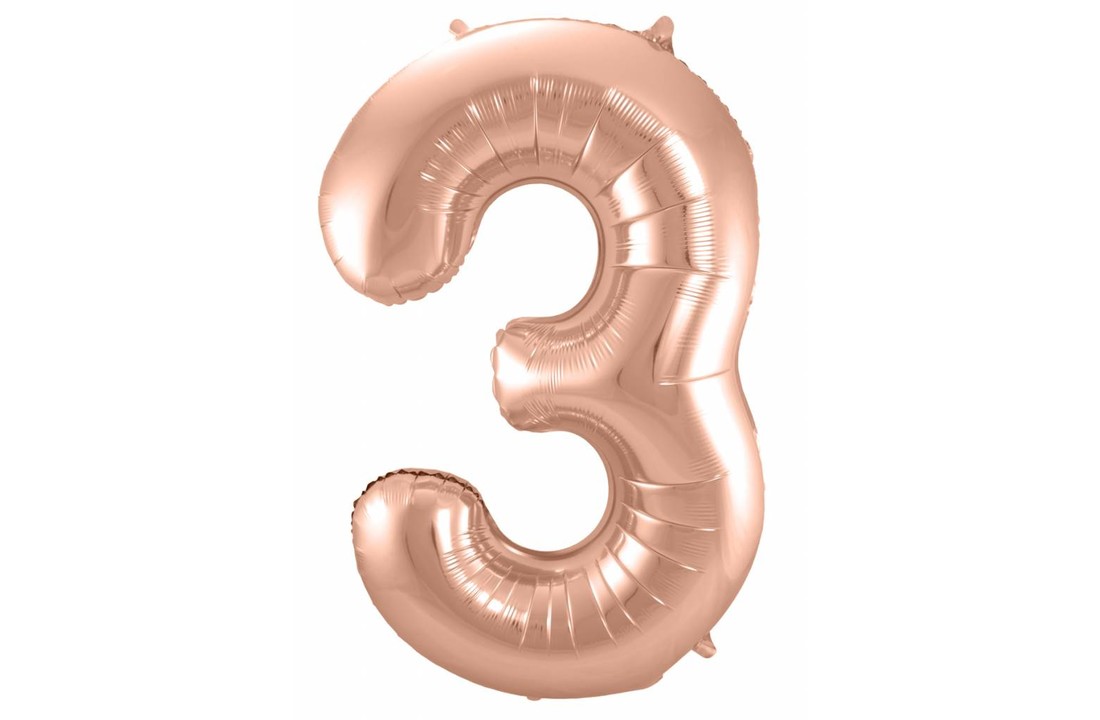 Cijfer Ballon Rosé Goud 3 - 86cm