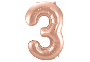 Cijfer Ballon Rosé Goud 3 - 86cm