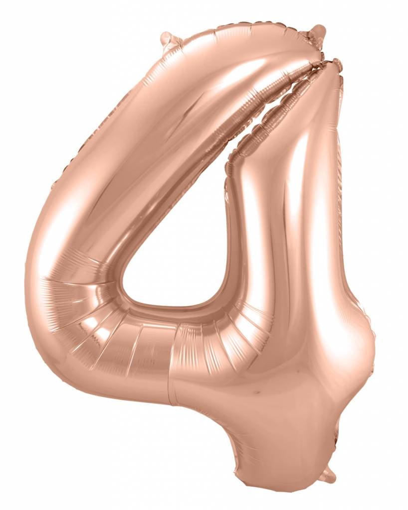 Cijfer Ballon Rosé Goud 4 - 86cm