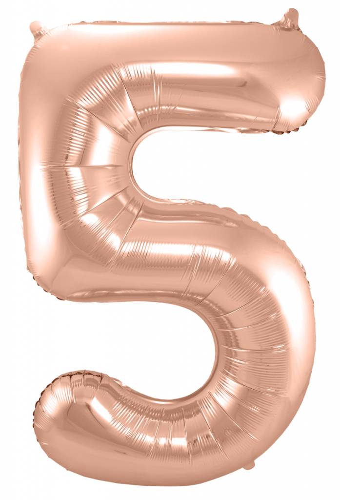 Cijfer Ballon Rosé Goud 5 - 86cm