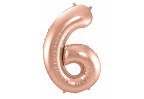 Cijfer Ballon Rosé Goud 6 - 86cm
