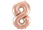 Cijfer Ballon Rosé Goud 8 - 86cm
