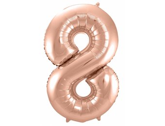Cijfer Ballon Rosé Goud 8 - 86cm