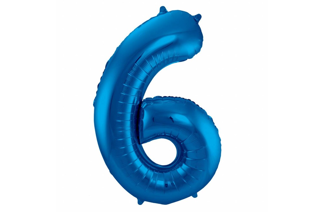 Cijfer Ballon Blauw 6 - 86cm