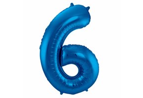 Cijfer Ballon Blauw 6 - 86cm