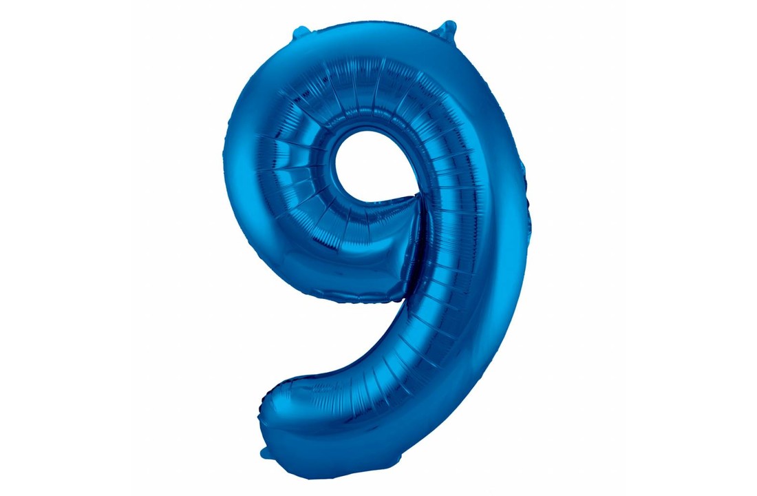 Cijfer Ballon Blauw 9 - 86cm