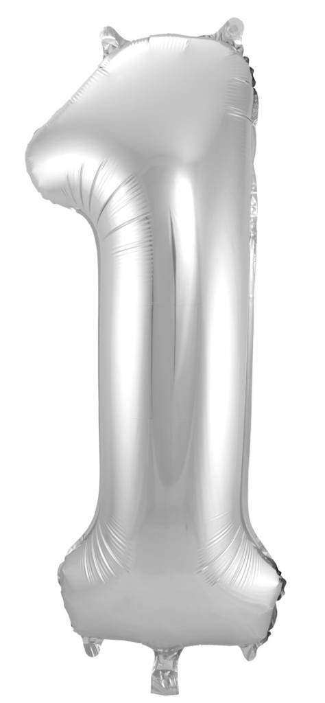 Cijfer Ballon Zilver 1 - 86cm
