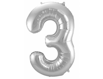 Cijfer Ballon Zilver 3 - 86cm