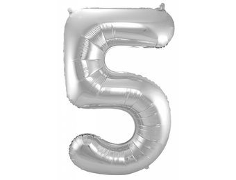 Cijfer Ballon Zilver 5 - 86cm